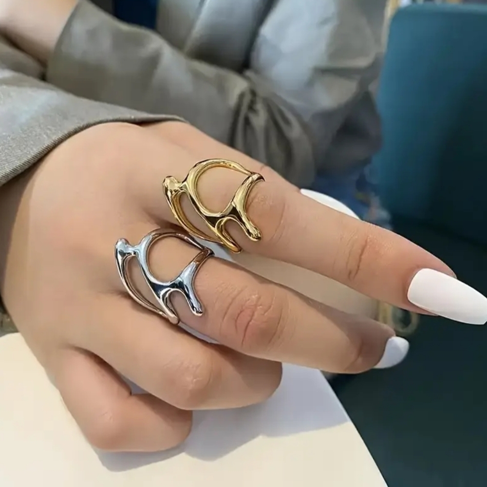 18 KT Gold Over Titanium Statement Ring Set